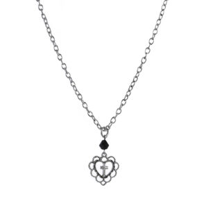 Wholesale Cross-border foreign trade Amazon Gothic punk style hollow heart-shaped cross pendant necklace factory direct sales
