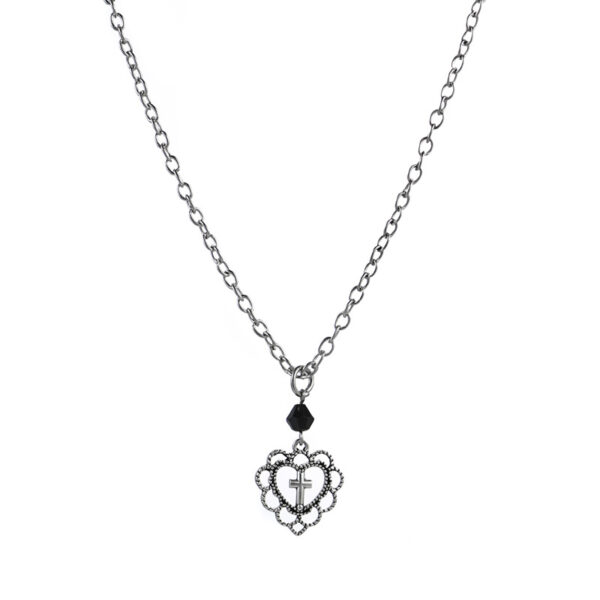 Wholesale Cross-border foreign trade Amazon Gothic punk style hollow heart-shaped cross pendant necklace factory direct sales