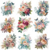Wholesale Watercolor floral heat transfer appliqué clothing UV DTF Ready to Press Transfers Wraps
