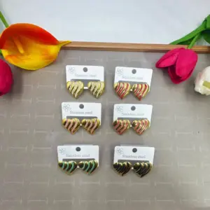 Heart-shaped Threaded Oil Drop Earrings Random Color / 18k