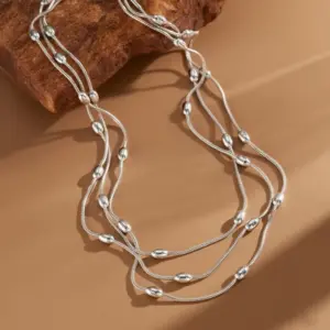 X06092-Oval Snake Chain-Sweater Chain-Steel Color