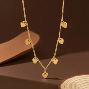 X0493-Seven Hearts-Necklace- Gold