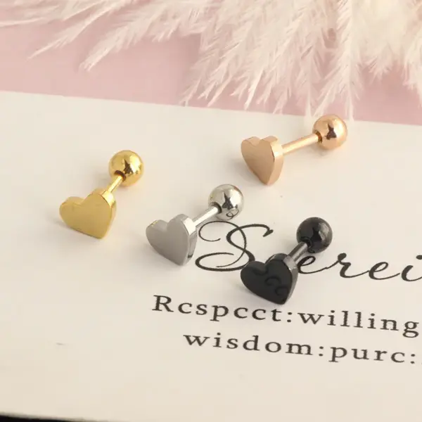 1 Piece Vintage Style Heart Shape Stainless Steel Ear Studs