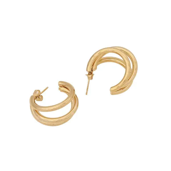 Wholesale PVD Coated 18K Gold Real Gold Plated C Shape Stainless Steel Commute Waterproof Non Tarnish Hoop Earrings Ear Studs