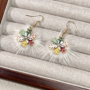M8274 plush snowflake earrings
