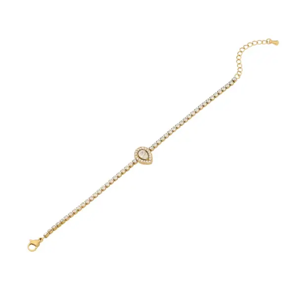 Copper 18K Gold Plated Simple Style Plating Inlay Water oplets Heart Shape Zircon Bracelets