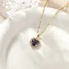 Wholesale Jewelry Simple Style Classic Style Heart Shape Copper Rhinestones K Gold Plated Vacuum Plating Inlay Stupid Chain Pendant Necklace