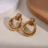Wholesale Electroplating Golden Plated Round Oval Heart Shape 304 Stainless Steel IG Style Casual Vacation Polishing Plating Ear Studs