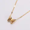 Wholesale Jewelry Fashion Butterfly Stainless Steel Rhinestones 18K Gold Plated Diamond