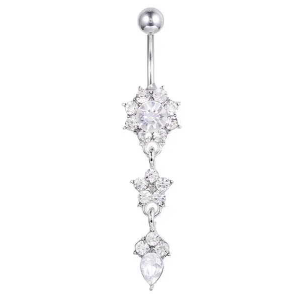 Belly Rings Exaggerated Water Droplets Flower Alloy Diamond