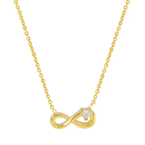 Wholesale Jewelry Simple Style Infinity Titanium Steel Zircon Inlay Pendant Necklace