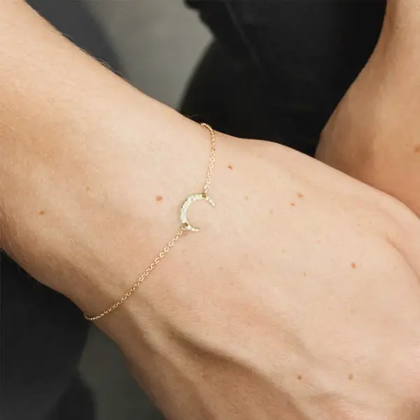Wholesale PVD Coated 14K Gold Real Gold Plated Moon Stainless Steel Simple Style Waterproof Non Tarnish 304 Stainless Steel Bracelets