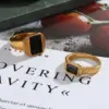 Wholesale PVD Coated Real Gold Plated 18K Gold Square 304 Stainless Steel Vintage Style Waterproof Non Tarnish Rings