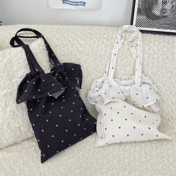 Wholesale 52202 Spring and Summer New Chiffon Ruffled Shoulder Bag Cute Cherry Canvas Bag Large Capacity Portable Tote Bag