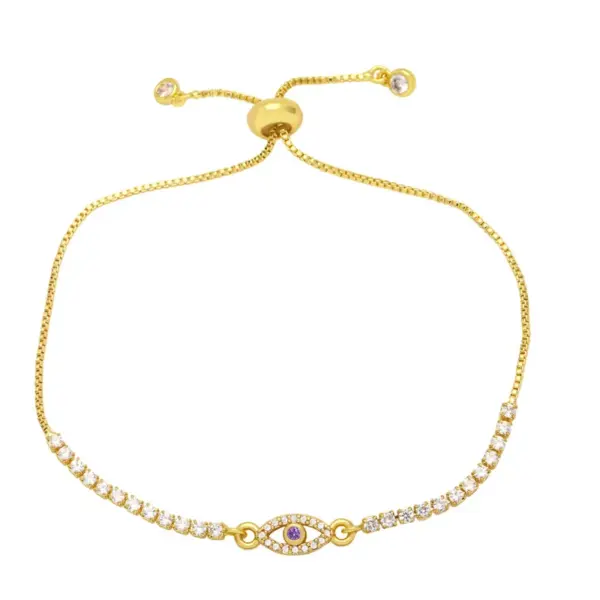 Fashion Devil's Eye Copper 18k Gold Plated Zircon Bracelets In Bulk