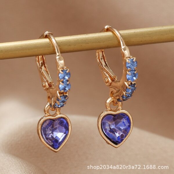 Wholesale Pair of Cute Fashion Eco-friendly Metal Alloy Diamond Peach Heart Pendant Earrings Valentine's Day Mother's Day Earrings Earrings