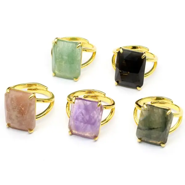 Wholesale Simple Style Classic Style Geometric Natural Stone Open Rings In Bulk