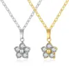 Wholesale 304 Stainless Steel Simple Style Classic Style Inlay Flower Zircon Pendant Necklace