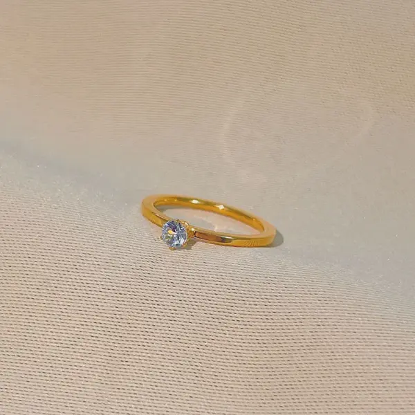 Simple Style Solid Color Titanium Steel Plating Inlay Zircon Rings