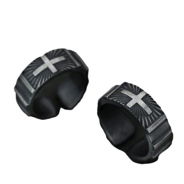Wholesale Qianye retro cross Thai silver ring men's fashion gear niche unique Boys open personality ring