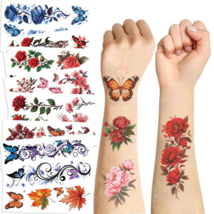 oly-a43fd588f0669464466a5c9d7f2d1e5b Wholesale Cross-border new rich flower tattoo waterproof party gift funny fun face stickers cross-border