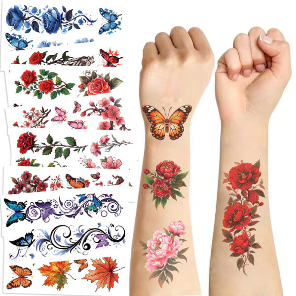 Wholesale Cross-border new rich flower tattoo waterproof party gift funny fun face stickers cross-border
