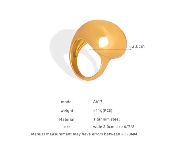 Wholesale 304 Stainless Steel Solid Color PVD Coated 18K Gold Plated Real Gold Plated Casual Retro Modern Style Waterproof Non Tarnish Plating Gold Silver Rings