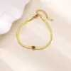 Versatile Heart Shaped Birthday Stone Flat Snake Chain Bracelet 18K Gold Plated Snake Skin Minimalist Creative INS Style Women's Bracelet
