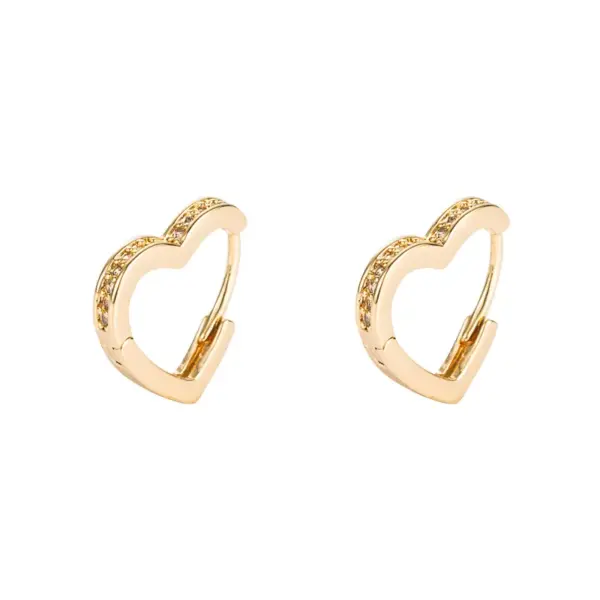 Fashion Heart Copper Artificial Gemstones Copper Earrings