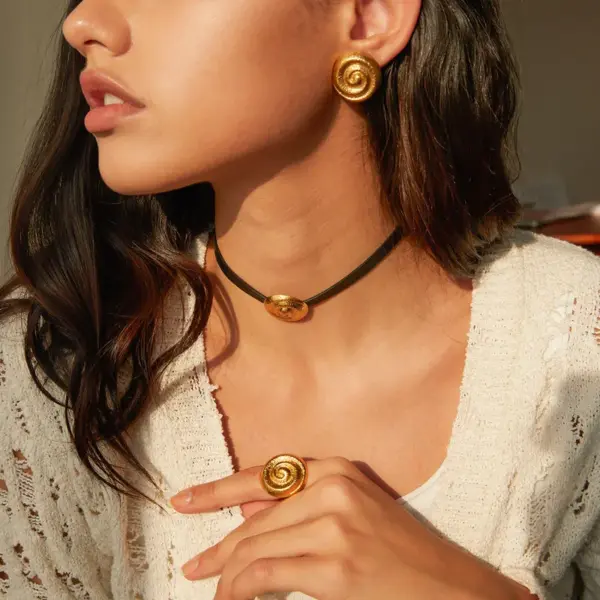 Wholesale Jewelry IG Style Glam Spiral 304 Stainless Steel Plating Rings Earrings Necklace