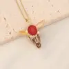 Bohemian Cattle Stainless Steel Inlay Resin Pendant Necklace