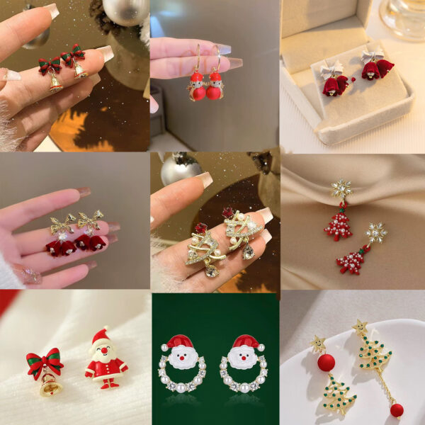 Wholesale Christmas series asymmetrical earrings