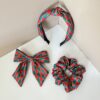 Wholesale 3-piece fabric knotted Santa Claus striped plaid solid color knotted wide headband hair tie hair clip set