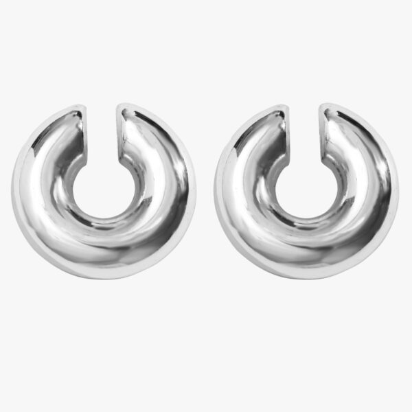 Wholesale European and American cross-border new fashion thick cylindrical round tube hollow ear clip earrings simple plated 18K earless ear bone clip