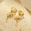 Wholesale PVD Coated Real Gold Plated 18K Gold Starfish Conch 304 Stainless Steel Vacation Waterproof Non Tarnish Earrings