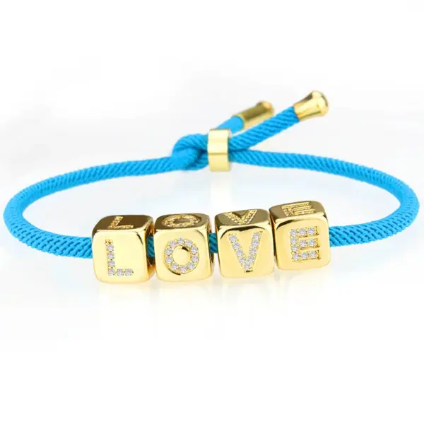 Copper Gold Plated Simple Style Plating Letter Zircon Bracelets