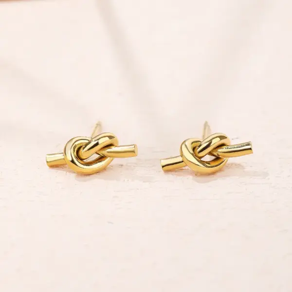 Wholesale 304 Stainless Steel Geometric PVD Coated 18K Real Gold Plated 18K Gold Simple Style Waterproof Non Tarnish Plating Gold Ear Studs