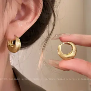 12#A1970 Matte Gold Brushed Earrings / 925 Silver