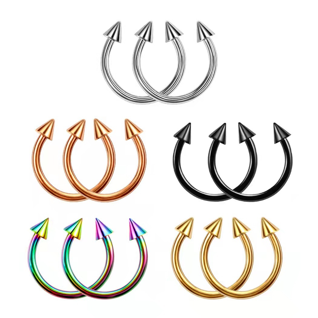 Wholesale Stainless steel nose ring C- shaped horseshoe ring horseshoe rod nose nail human body piercing tattoo jewelry Europe and America Amazon cros