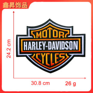 Heated hot melt glue*orange white*large letter shield*harley-davidson*height 24.2*30.8cm