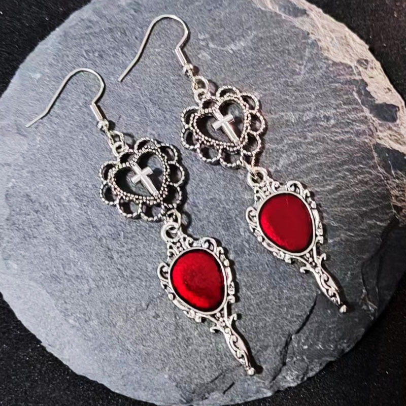 Wholesale Vintage Earrings European and American Dark Style Gothic Punk Cross Earrings Exaerated Skull Bat Earrings