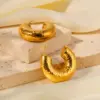 Wholesale 1 Pair Lady Simple Style C Shape Stainless Steel 18K Gold Plated Ear Studs