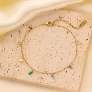 Qyb54 Rainbow Anklet / Gold