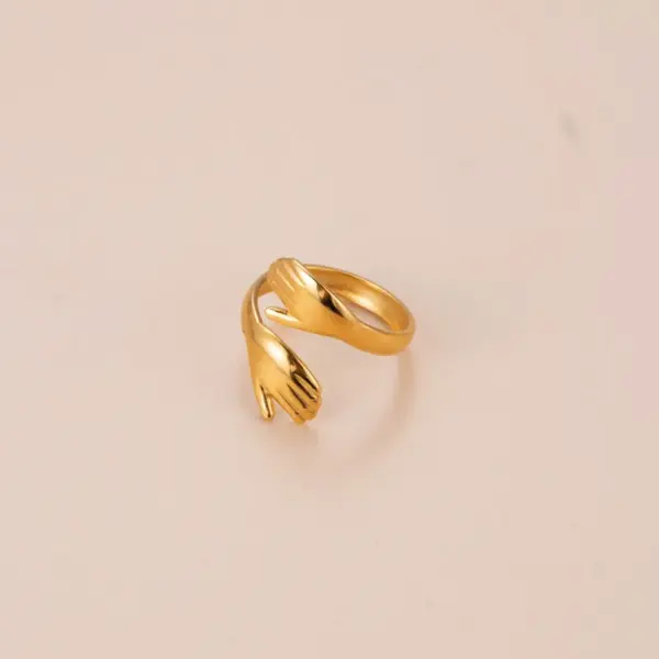 Wholesale PVD Coated Gesture Heart Shape Snake 304 Stainless Steel Basic Retro Waterproof Non Tarnish Open Ring