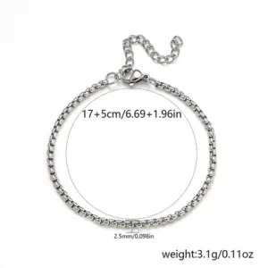 2.5mm Square Pearl / Steel Color