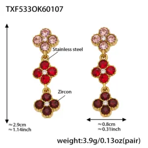 TXF533-Red Zircon Earrings