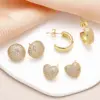 1 Pair Simple Style Commute Heart Shape Inlay Copper Zircon 18K Gold Plated Ear Studs