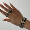 Wholesale PVD Coated Real Gold Plated 14K Gold Geometric Heart Shape Leopard 304 Stainless Steel Elegant Classical Cute Waterproof Non Tarnish Charms Rings Bangle