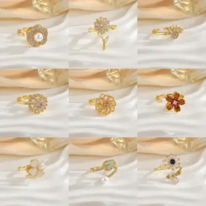 Wholesale Jewelry Simple Style Classic Style Flower Copper Plating Open Rings