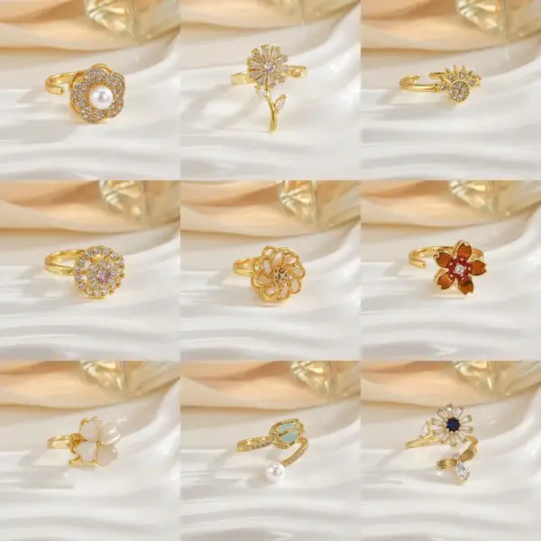 Wholesale Jewelry Simple Style Classic Style Flower Copper Plating Open Rings